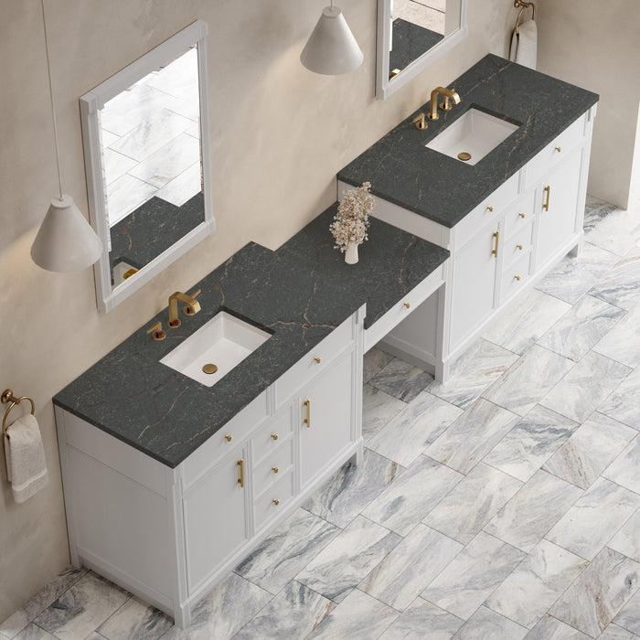 James Martin Bellshire 120" Double Bathroom Vanity, Bright White