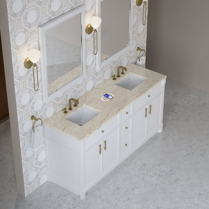 James Martin Bellshire 72" Double Bathroom Vanity, Bright White