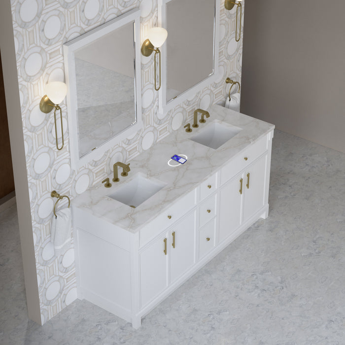 James Martin Bellshire 72" Double Bathroom Vanity, Bright White