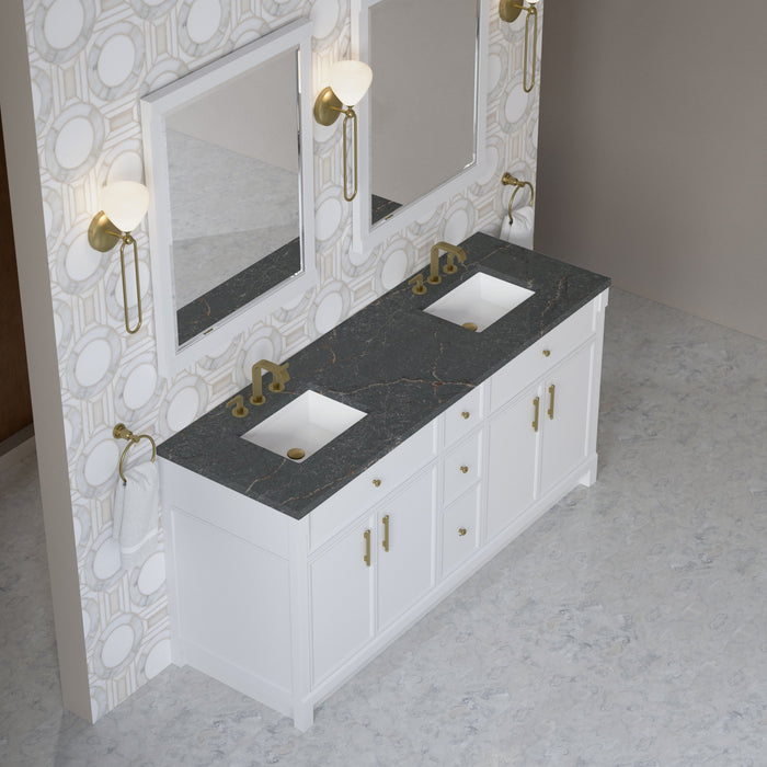 James Martin Bellshire 72" Double Bathroom Vanity, Bright White