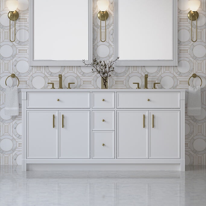 James Martin Bellshire 72" Double Bathroom Vanity, Bright White