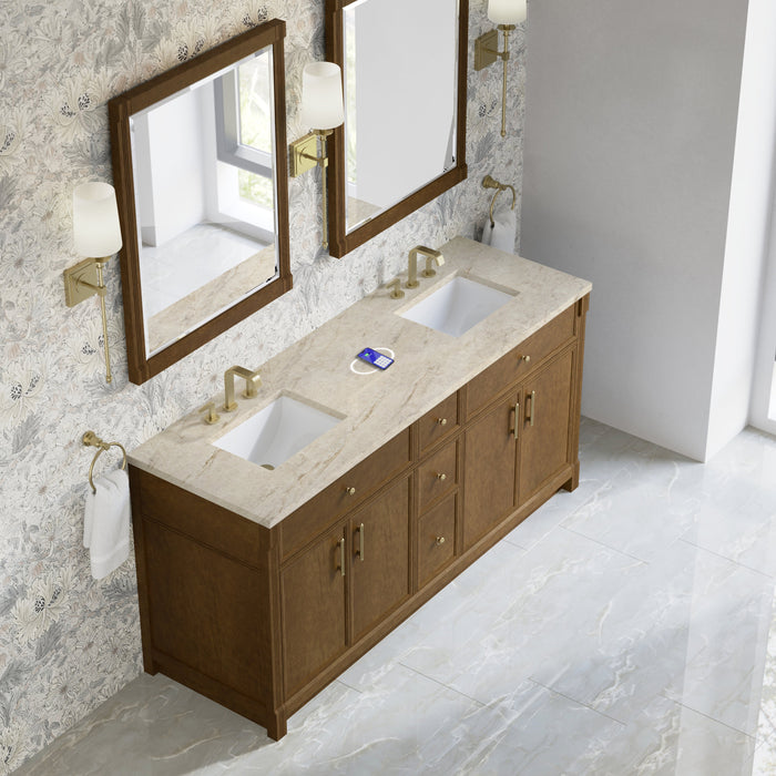 James Martin Bellshire 72" Double Bathroom Vanity, Honey Oak