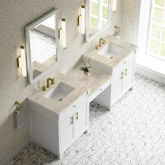 James Martin Bellshire 84" Double Bathroom Vanity, Bright White