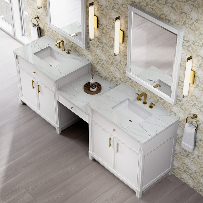 James Martin Bellshire 96" Double Bathroom Vanity, Bright White