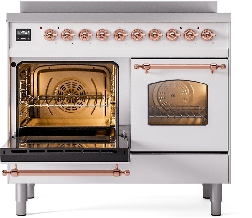 ILVE Nostalgie II 40" Electric Range, White, Copper Trim UPDI406NMPWHP ILVE