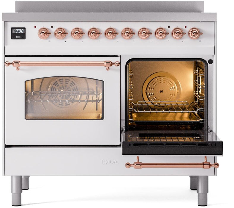 ILVE Nostalgie II 40" Electric Range, White, Copper Trim UPDI406NMPWHP ILVE