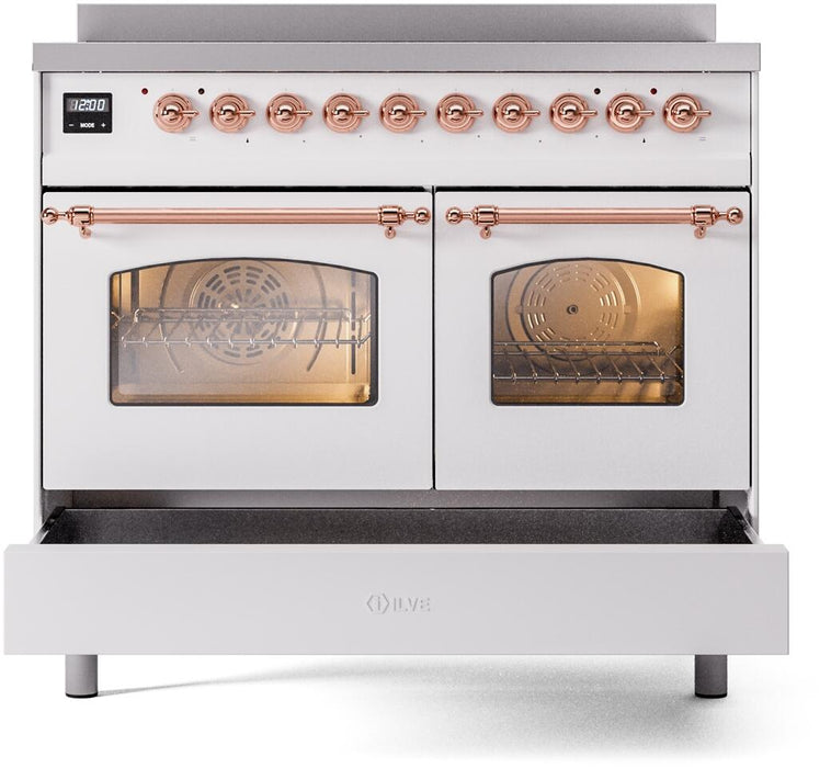 ILVE Nostalgie II 40" Electric Range, White, Copper Trim UPDI406NMPWHP ILVE