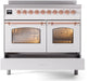 ILVE Nostalgie II 40" Electric Range, White, Copper Trim UPDI406NMPWHP ILVE