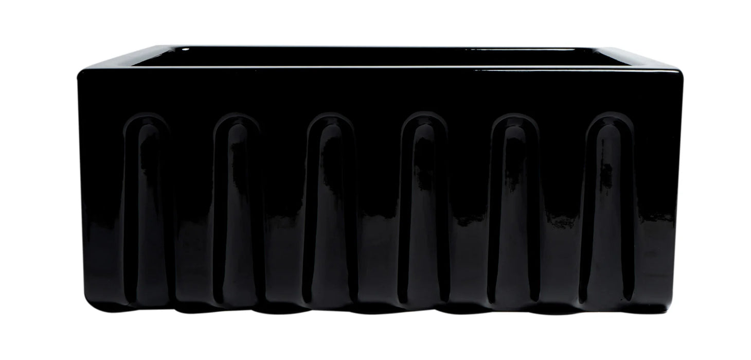 ALFI brand 24" Reversible Smooth / Fluted Single Bowl Fireclay Farm Sink AB2418HS