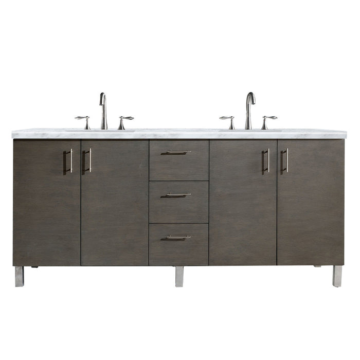 James Martin Metropolitan 72" Dual Mount Double Bathroom Vanity, Silver Oak