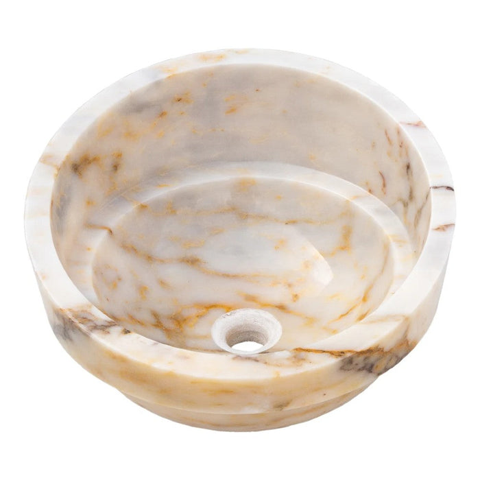 bianco giallo marble Vessel Sink polished size D16 H9 SKU EGEBGVSP165 angle view