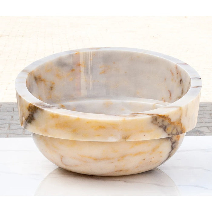 bianco giallo marble Vessel Sink polished size D16 H9 SKU EGEBGVSP165 side view