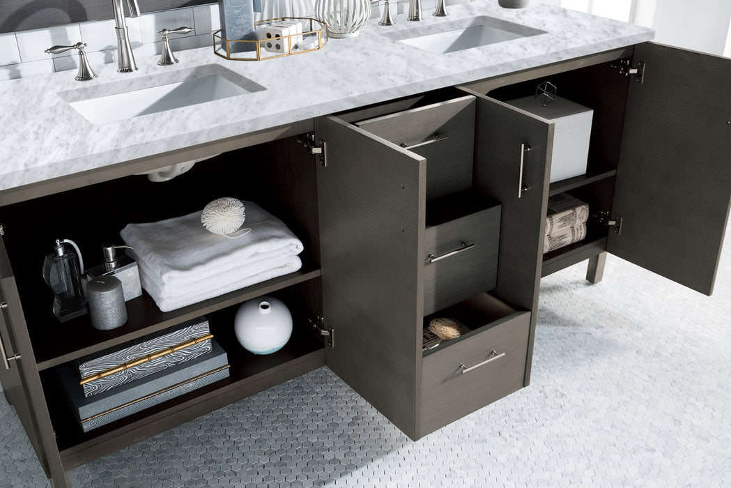 James Martin Metropolitan 72" Dual Mount Double Bathroom Vanity, Silver Oak