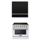 Akicon 36" Stainless Steel Range Hood with 600 CFM Insert & 6-Burner Gas Range Combo – Powerful Ventilation, Convection Oven, Multiple Finishes — AK-HS36HA-JBN & AK-JK36A1-WS