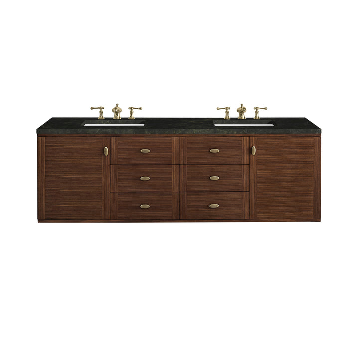 James Martin Amberly 72" Dual Mount Double Bathroom Vanity, Mid-Century Walnut