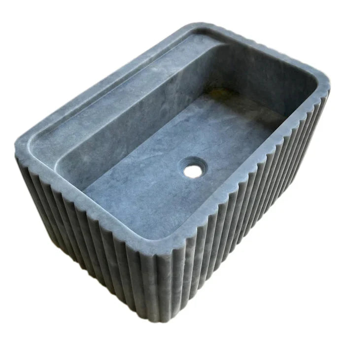 Bluestone Marble Wall-Mounted Bathroom Sink - Fluted 16x24x12