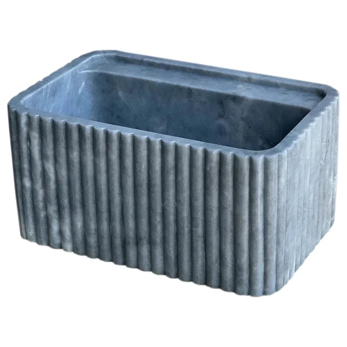 Bluestone Marble Wall-Mounted Bathroom Sink - Fluted 16x24x12