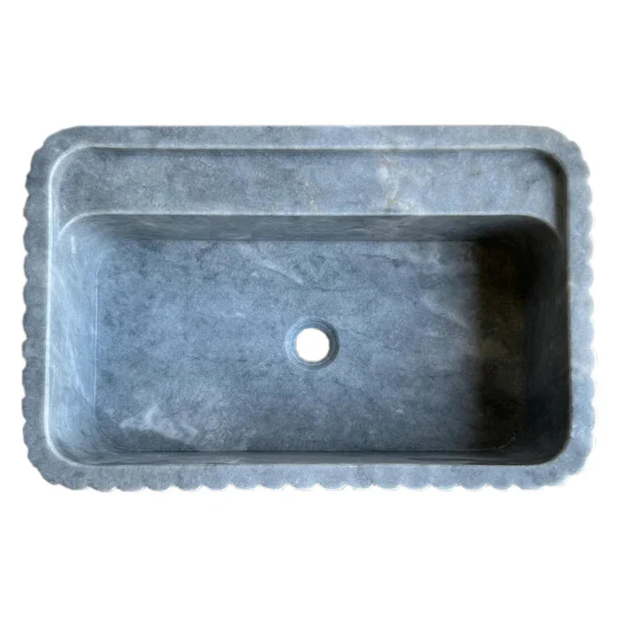 Bluestone Marble Wall-Mounted Bathroom Sink - Fluted 16x24x12
