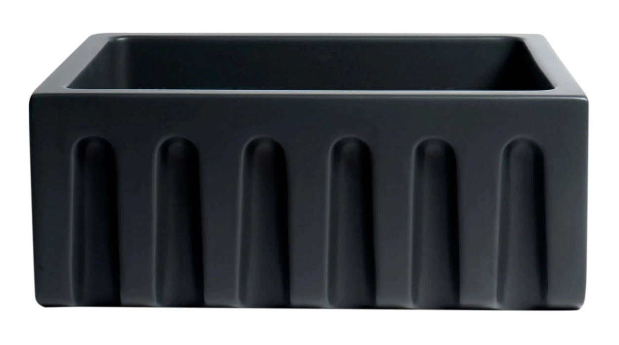 ALFI brand 24" Reversible Smooth / Fluted Single Bowl Fireclay Farm Sink AB2418HS