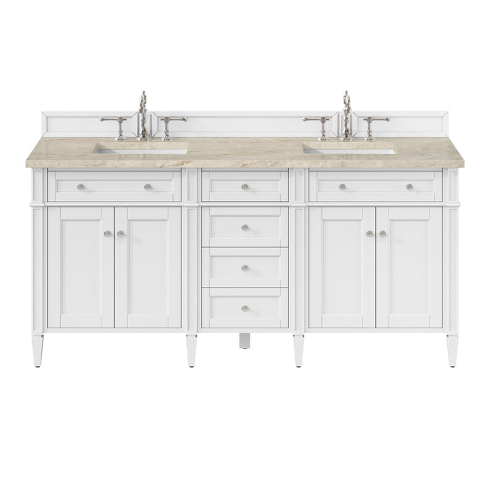 James Martin Brittany 72" Double Bathroom Vanity, Bright White