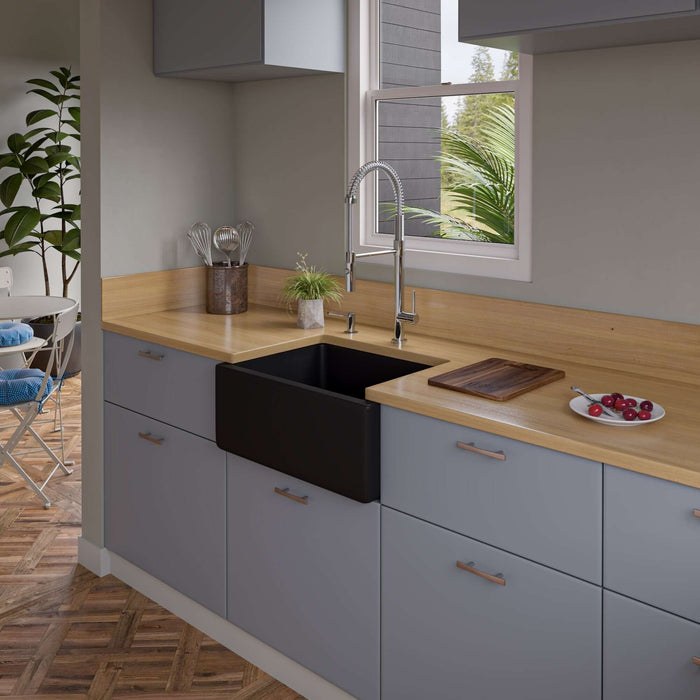 ALFI brand 24" Reversible Smooth / Fluted Single Bowl Fireclay Farm Sink AB2418HS