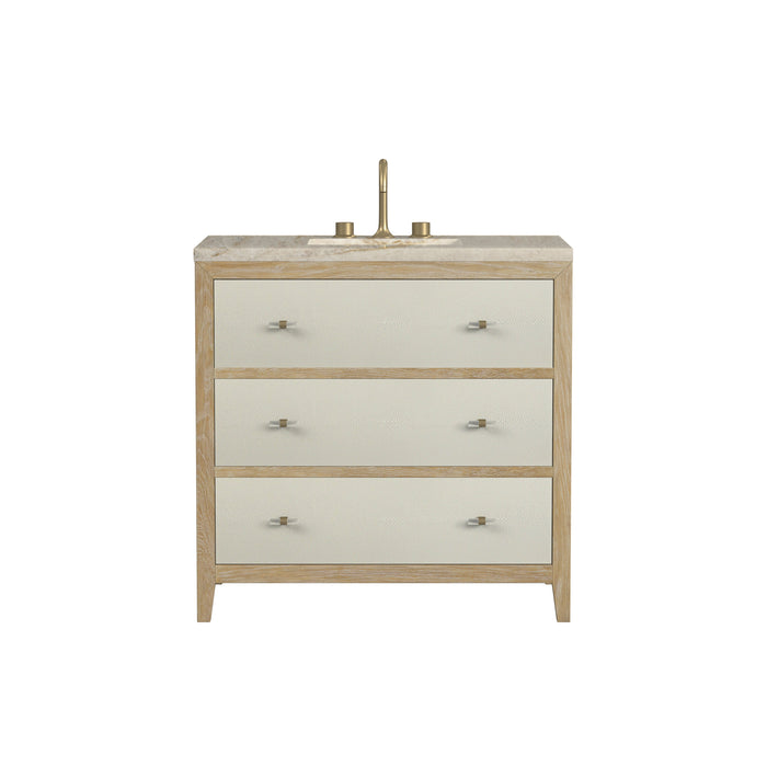James Martin Celeste 36" Single Bathroom Vanity, Sunwashed Oak with Embossed Shagreen Drawer Fronts