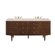 James Martin Amberly 72" Dual Mount Double Bathroom Vanity, Mid-Century Walnut