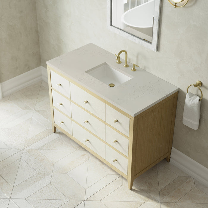 James Martin Celeste 48" Single Bathroom Vanity, Sunwashed Oak with Embossed Shagreen Drawer Fronts
