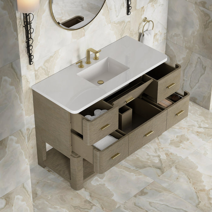 James Martin Lucian 48" Single Bathroom Vanity, Pebble Oak