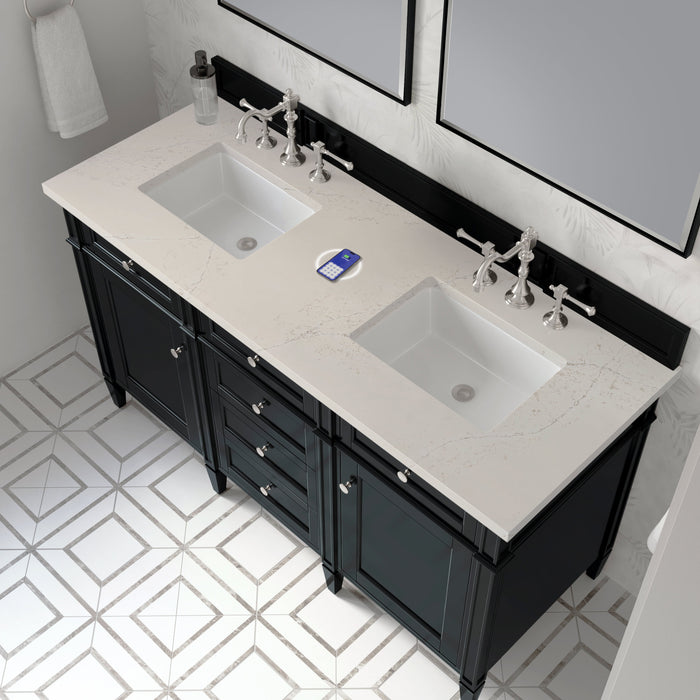 James Martin Brittany 60" Double Bathroom Vanity, Black Onyx