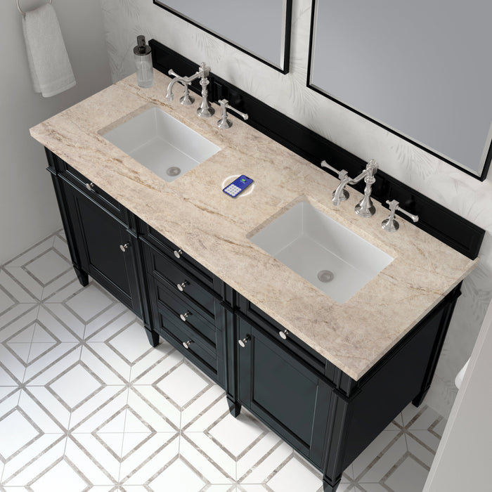 James Martin Brittany 60" Double Bathroom Vanity, Black Onyx
