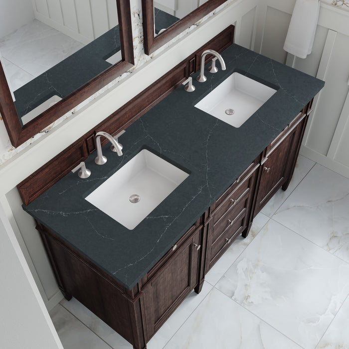 James Martin Brittany 60" Double Bathroom Vanity, Burnished Mahogany