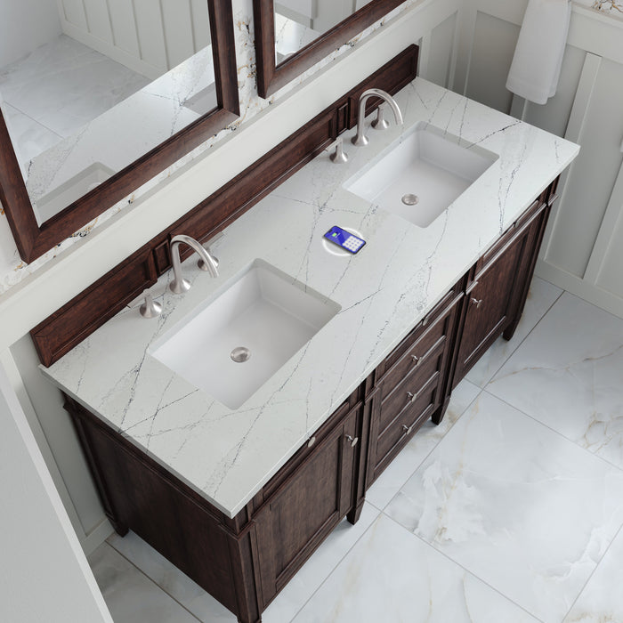 James Martin Brittany 60" Double Bathroom Vanity, Burnished Mahogany