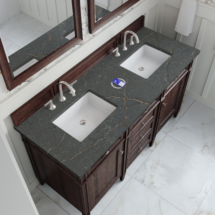 James Martin Brittany 60" Double Bathroom Vanity, Burnished Mahogany