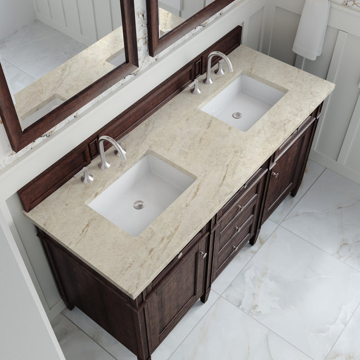James Martin Brittany 60" Double Bathroom Vanity, Burnished Mahogany