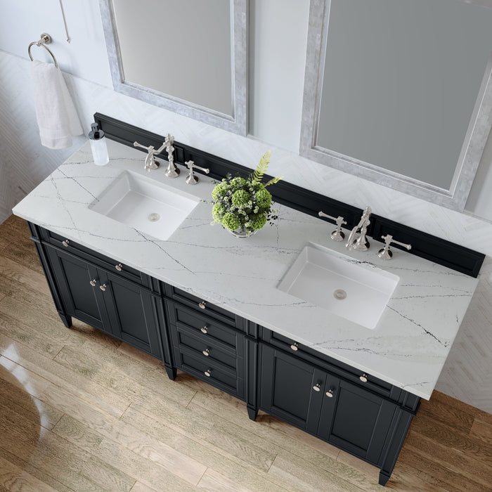 James Martin Brittany 72" Double Bathroom Vanity, Black Onyx