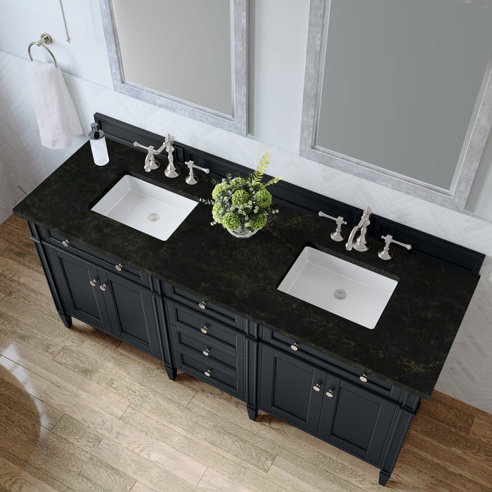 James Martin Brittany 72" Double Bathroom Vanity, Black Onyx
