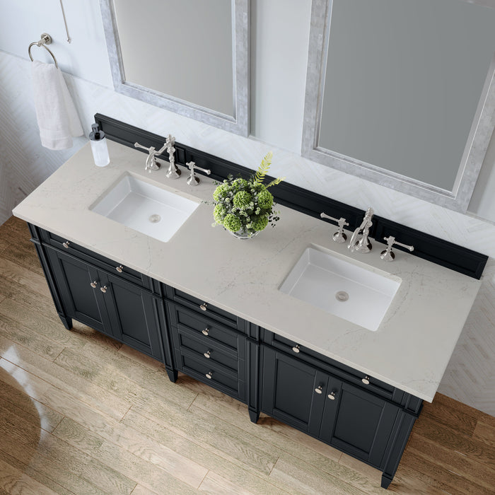 James Martin Brittany 72" Double Bathroom Vanity, Black Onyx