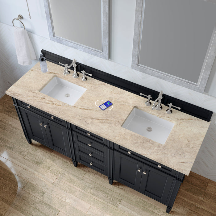 James Martin Brittany 72" Double Bathroom Vanity, Black Onyx
