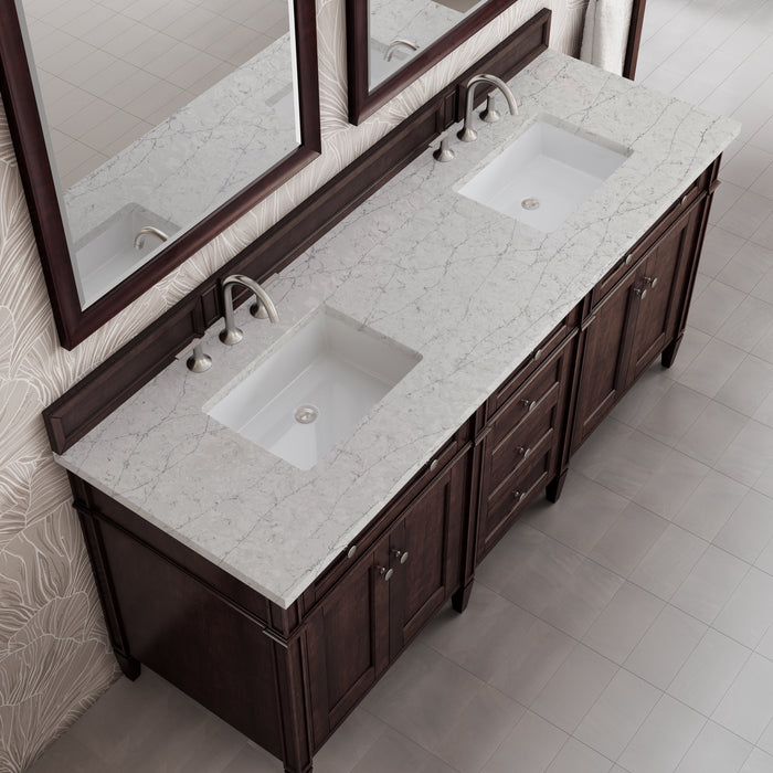 James Martin Brittany 72" Double Bathroom Vanity, Burnished Mahogany
