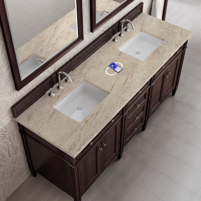 James Martin Brittany 72" Double Bathroom Vanity, Burnished Mahogany