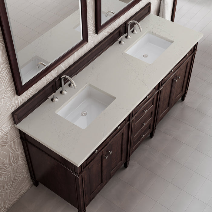 James Martin Brittany 72" Double Bathroom Vanity, Burnished Mahogany