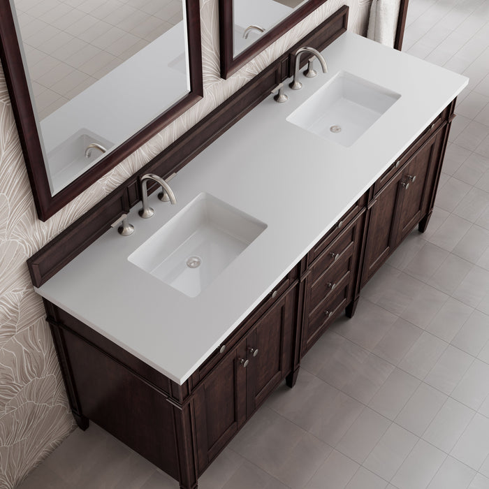 James Martin Brittany 72" Double Bathroom Vanity, Burnished Mahogany