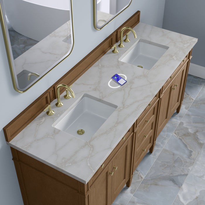 James Martin Brittany 72" Double Bathroom Vanity, Pecan