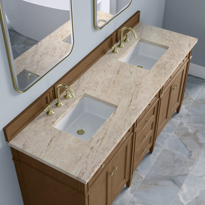 James Martin Brittany 72" Double Bathroom Vanity, Pecan
