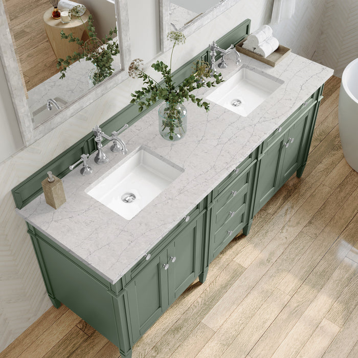 James Martin Brittany 72" Double Bathroom Vanity, Smokey Celadon