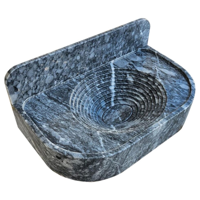 Bursa Gray Marble Wall-Mount Bathroom Sink with 6" Backsplash (W)16" (L)27" (H)6" top angle view