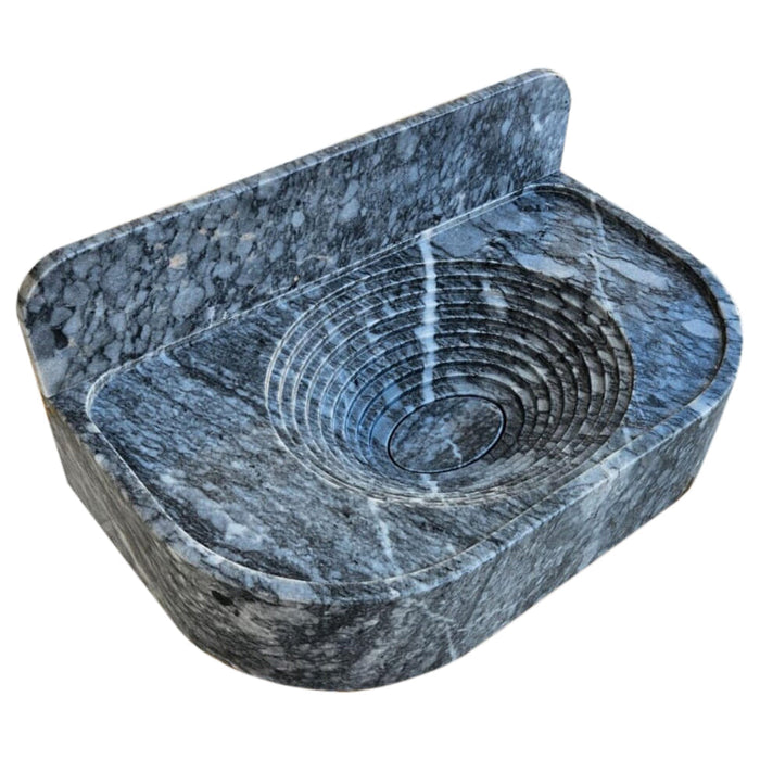 Bursa Gray Marble Wall Mount Bathroom Sink With Backsplash 27x16