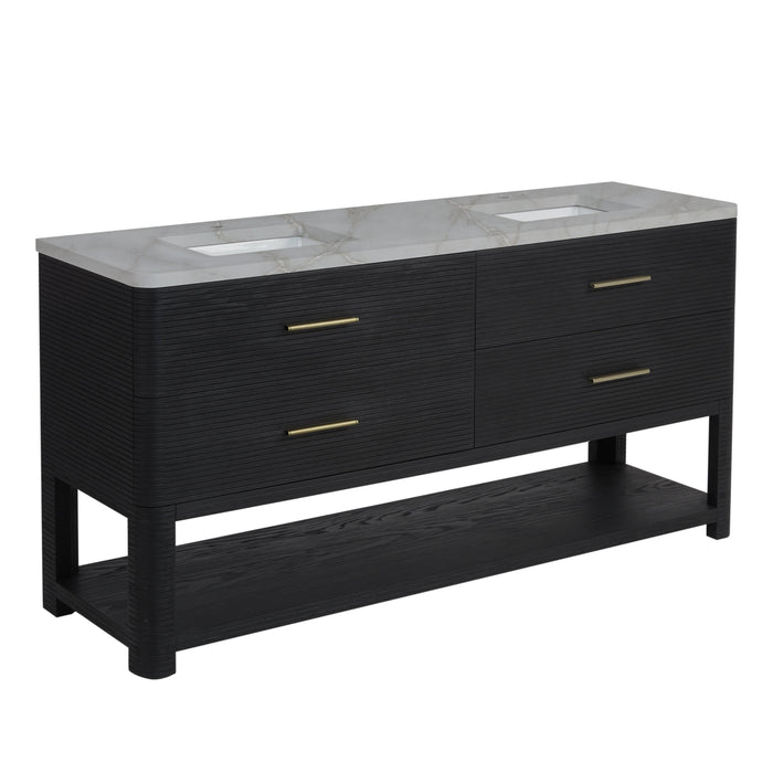 James Martin Lucian 72" Double Bathroom Vanity, Carbon Oak