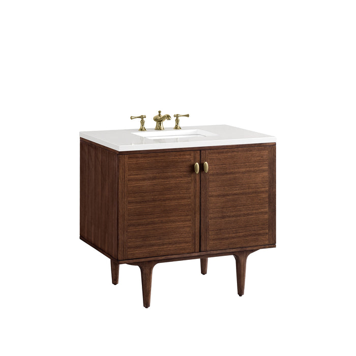 James Martin Amberly 36" Dual Mount Single Bathroom Vanity, Mid-Century Walnut